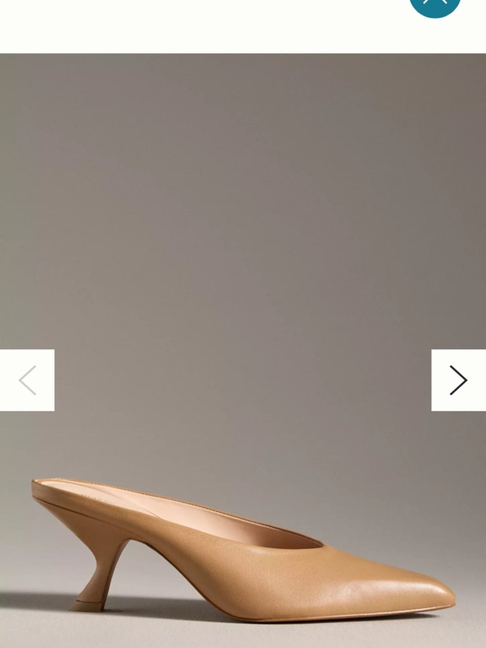 Maeve Tan Pointed-Toe Kitten-Heel Mule